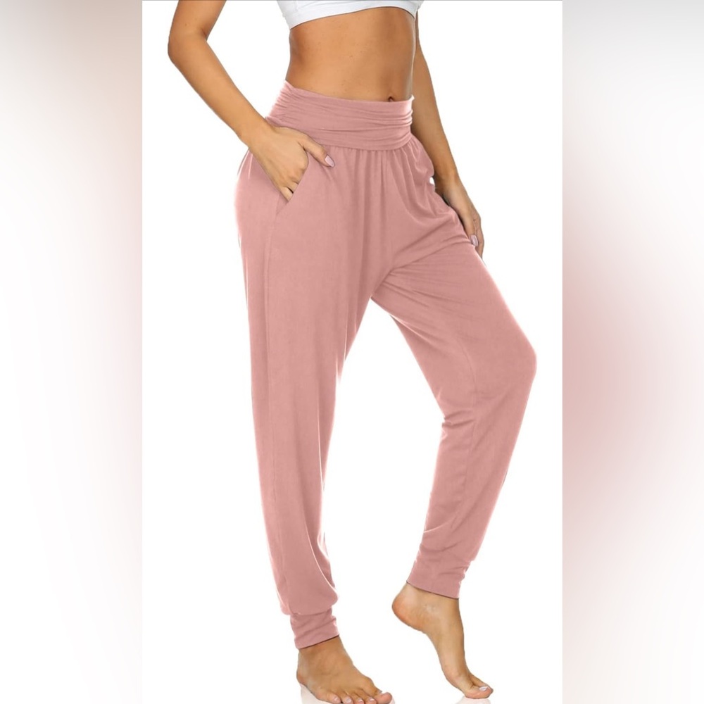 NWT Women’s Dusty Rose Smocked High Waisted Super Soft and Comfy Joggers Size L